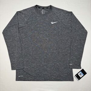 NWT Nike Swim Shirt Men's Medium Crew Neck Long Sleeve Dri-Fit UPF 40+ Gray